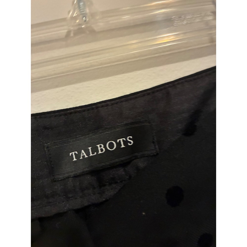 Talbots Hampshire Ankle Pants Womens 12P Black Velvet Polka Dot Trousers Petite - Picture 6 of 7